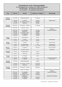 Gottesdienste in der Seelsorgeeinheit