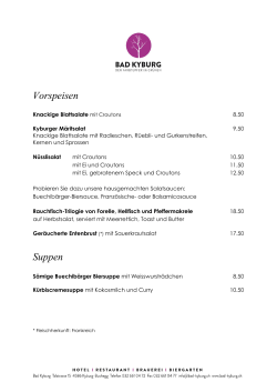 Herbstkarte mit Wildspezialit&auml;ten