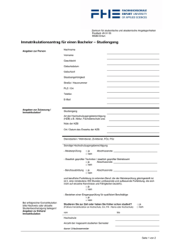 Immatrikulationsantrag f&uuml;r einen Bachelor &ndash; Studiengang