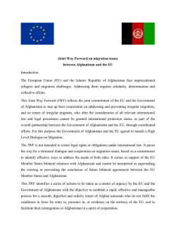 Joint Way Forward on migration issues