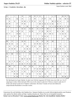 Super-Sudoku 25x25 Online Sudoku spielen