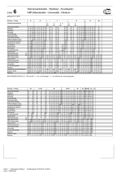 Fahrplantabelle (Montag - Freitag)