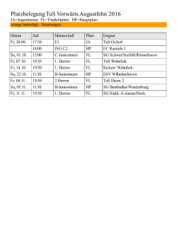 Platzbelegung TuS Vorwärts Augustfehn 2016