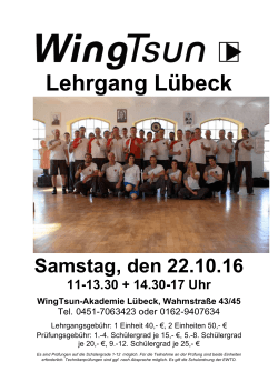 22. Oktober WingTsun-Lehrgang mit DaiSifu Roy in Lübeck