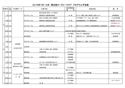 2016年7月～9月 桐生西ロータリークラブ プログラム予定表