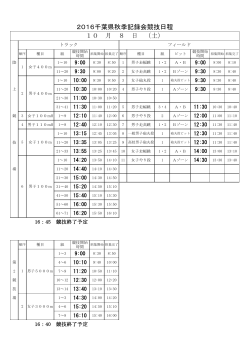 2016千葉県秋季記録会競技日程 10 月 8 日 （土）