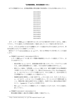 「応用複素関数」期末試験結果 その 2 以下の学籍番号の人は、応用複素