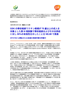 GSKの帯状疱疹ワクチン候補が70歳以上の成人を対象とした第III相試験