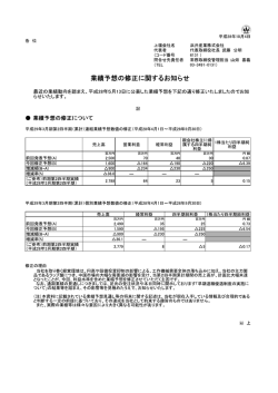 業績予想の修正に関するお知らせ