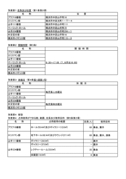 別表第4 新設 定員(人) 使用目的 60 集会、展示 60 集会、展示、演奏
