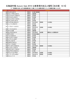 北海道市場 Autumn Sale 2016 公表事項のある上場馬 【当日版 10/5】