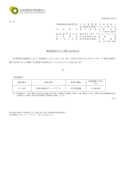 資産取得の完了に関するお知らせ