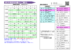 医師の診療科目 診療担当医表 (平成28年10月～)