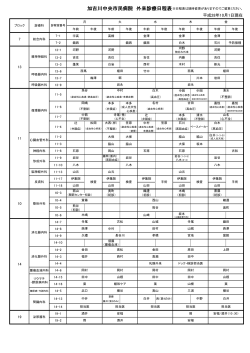 加古川中央市民病院 外来診療日程表