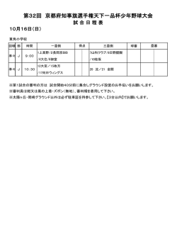 10月16日 - 全京都少年野球振興会 天下一品杯