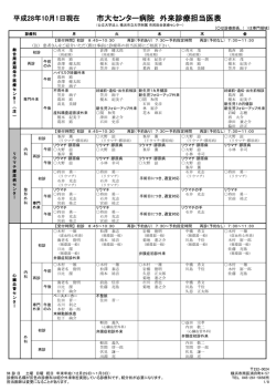 市大センター病院 外来診療担当医表