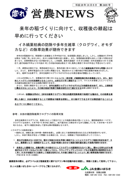 来年の稲づくりに向けて、収穫後の耕起は 早めに行っ