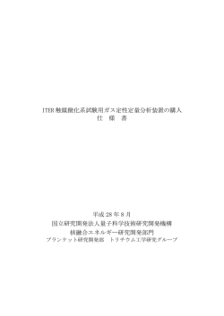 ITER 触媒酸化系試験用ガス定性定量分析装置の購入 仕 様 書 平成 28