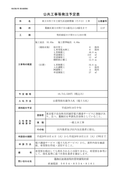 公共工事等発注予定表《東立石四丁目主要生活道路整備（その2）工事》