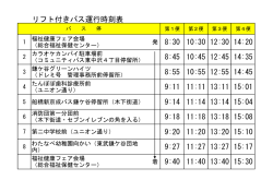 リフト付きバス運行時刻表 発 8:30 10:30 12:30 14:20 8:45 10:45 12:45