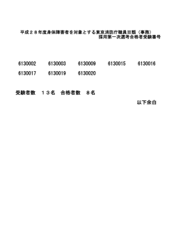 （事務）採用選考第一次試験合格者受験番号発表