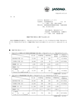 業績予想の修正に関するお知らせ