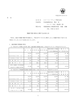 業績予想の修正に関するお知らせ