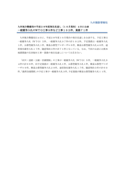 一般競争入札のWTO工事5件など工事102件、業務71件