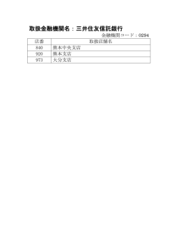 取扱金融機関名：三井住友信託銀行