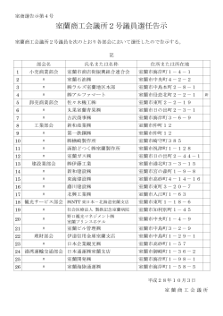 室蘭商工会議所2号議員選任告示