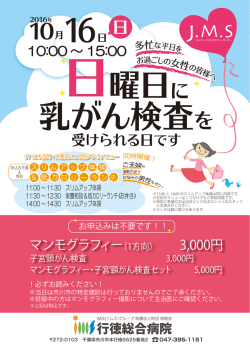 マンモグラフィー（1方向） 3,000円