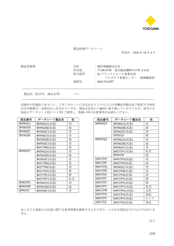 表紙 製品情報データシート 作成日