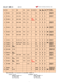 SEALANT 在庫リスト - トードインターナショナル