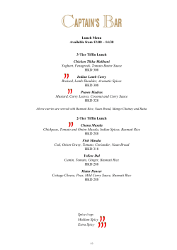 Lunch Menu Available from 12:00 – 14:30 3-Tier