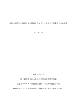 核融合原型炉の核設計及び情報セキュリティ管理の支援業務 1 名の