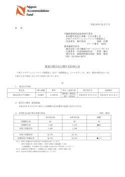 資金の借入れに関するお知らせ - 日本アコモデーションファンド投資法人