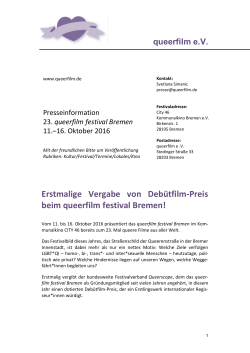 Presseinformation  - queerfilm festival Bremen