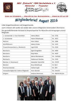 Mitgliederbrief August 2016