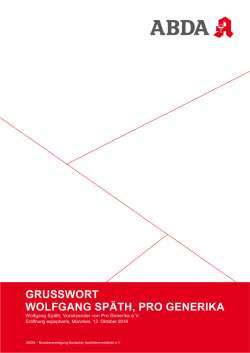 grusswort wolfgang sp&auml;th, pro generika