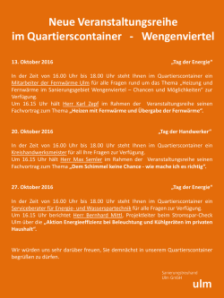 Veranstaltungsreihe im Quartierscontainer Wengenviertel