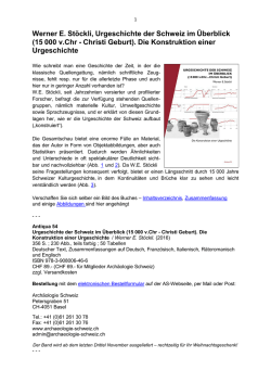Informationen - Arch&auml;ologie Schweiz