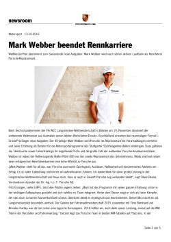Mark Webber beendet Rennkarriere