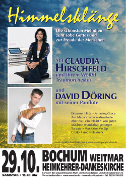 Flyer zum Konzert - Claudia Hirschfeld