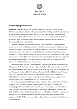Der Nobelpreis in Literatur des Jahres 2016