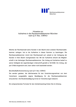 Hinweise zur Aufnahme in die Rechtsanwaltskammer M&uuml;nchen