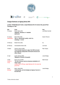 Cologne Seminars on Ageing Series 2016