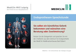 Herzlich willkommen zur Endoprothesen-Sprechstunde