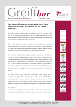 Investment zum Anfassen Oktober `16
