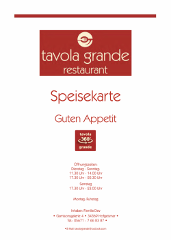Speisekarte - tavola grande