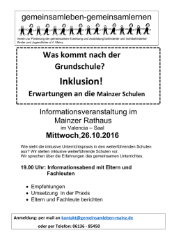 Inklusion! - gemeinsam leben &ndash; gemeinsam lernen eV Mainz